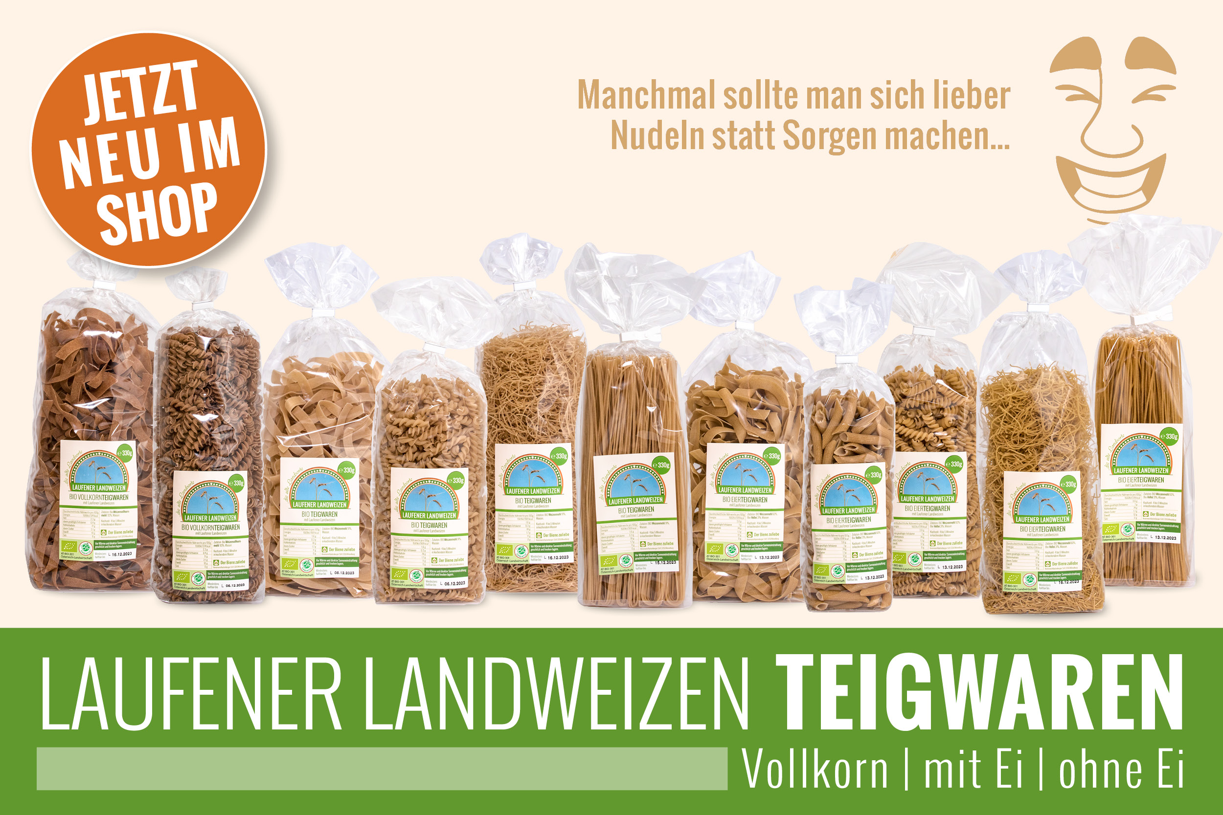 Neu im Shop verschiedene Nudeln vom Laufener Landweizen Neu im Shop verschiedene Nudeln vom Laufener Landweizen