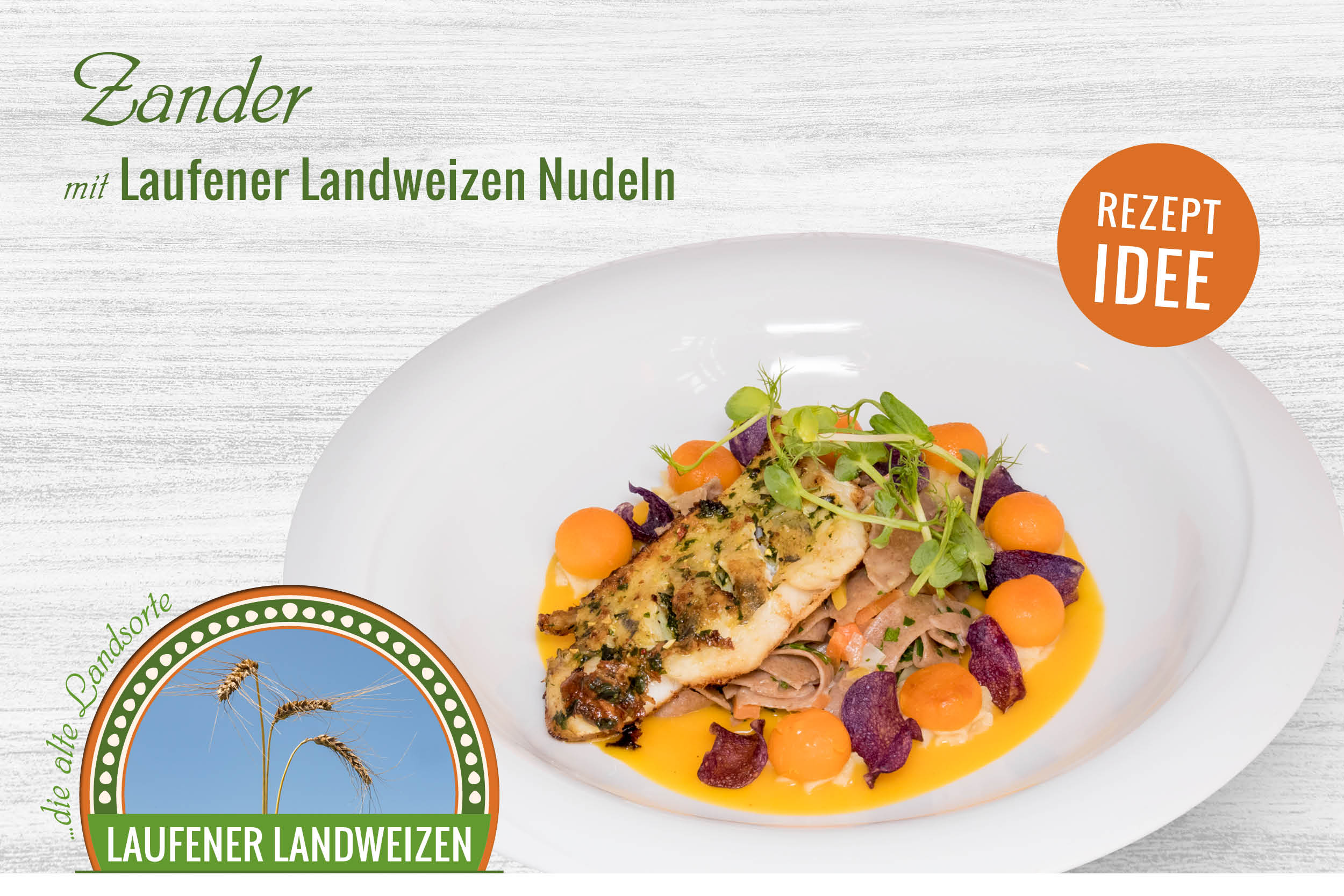 Zander mit Laufener Landweizen Nudeln